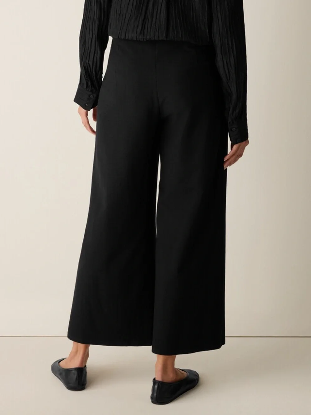 Eileen Fisher Black Wide-Leg Trousers with pockets on both sides Size XL